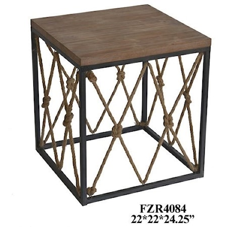 Metal and Wood End Table